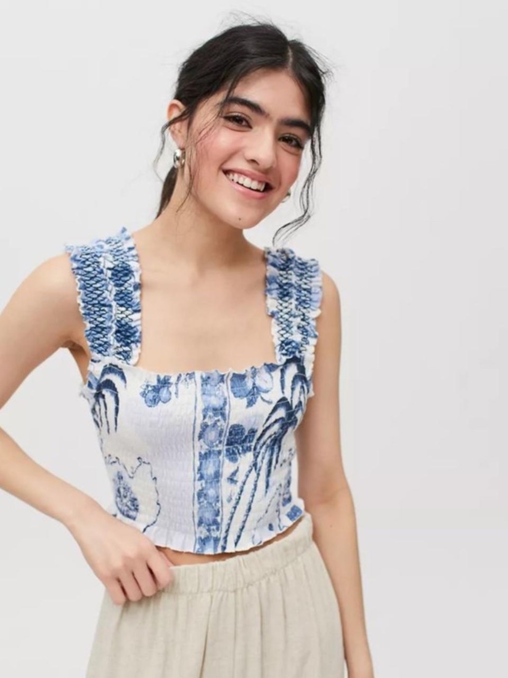UO Arizona Smocked Cropped Top
